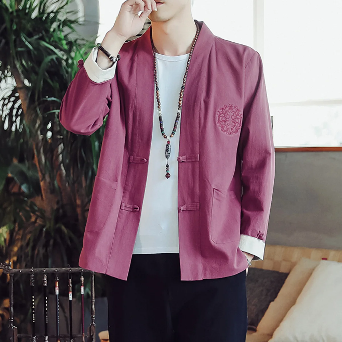 #4211 Весна 2021 черные/синие/серые кимоно куртка для мужчин на каждый день в