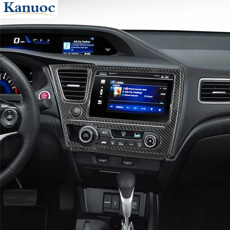 

1 комплект для 2013-2015 Coupe Civic Honda центральное управление автомобиля из углеродного волокна Панель навигации крышка отделка наклейки аксессуар...