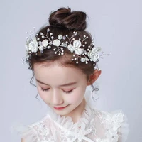 childrens hair accessories hairpin girls dress headband tiara princess pearl garland flower childhood day tiara girl headband