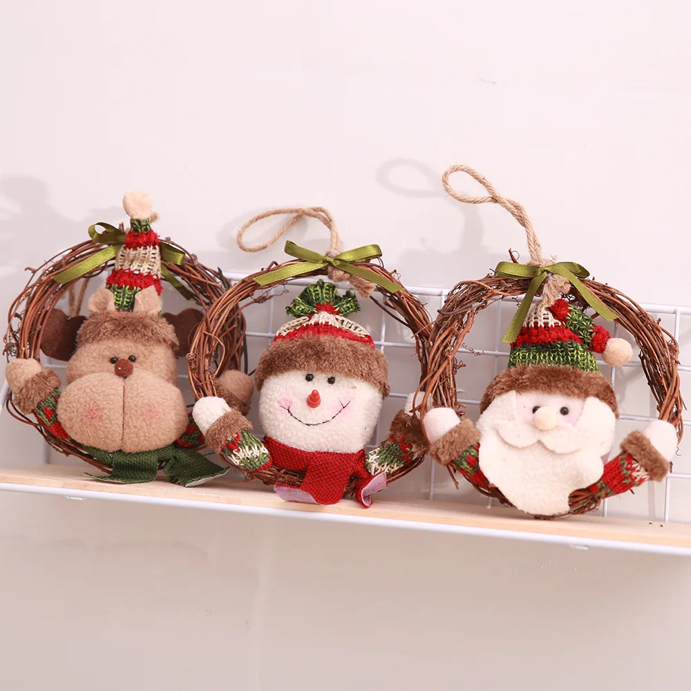 

Nature Rattan Garland Santa Snowman Elk Wreath Crafts Christmas Wedding Decoration P7Ding