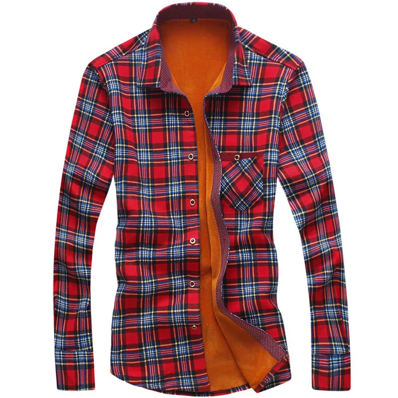 Новое поступление 2017 г. Модные мужские повседневные клетчатые теплая рубашка 3XL с