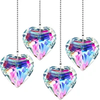 4 pcs crystal ceiling fan pull chain rainbow maker pull chain extension with connector for ceiling light fan heart