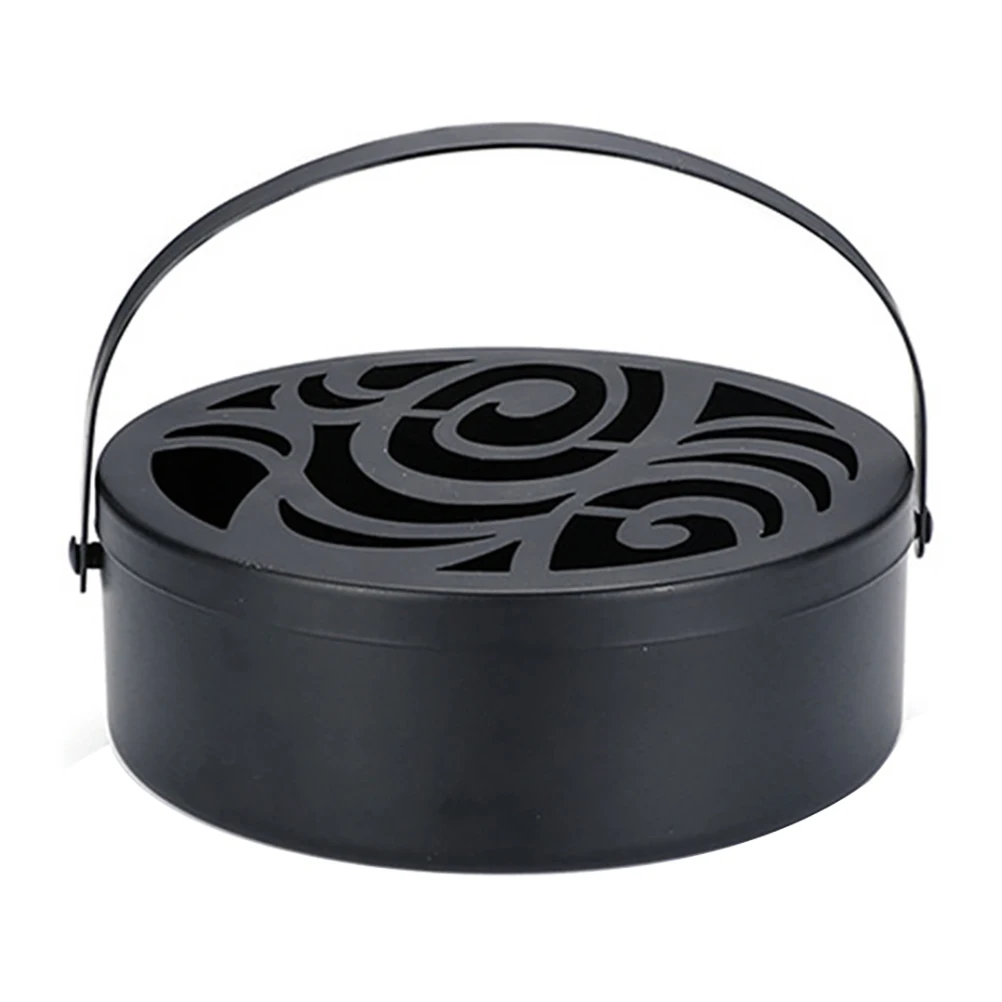 

Iron Mosquito Coil Holder Hollow Mosquito Coil Box Round Incense Burner With Handle Home Office Portable Anti Scald Wrought Home