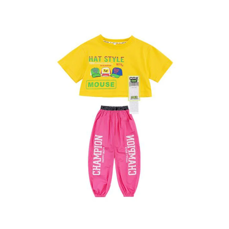 Детская одежда в стиле хип-хоп праздничная укороченная футболка уличная