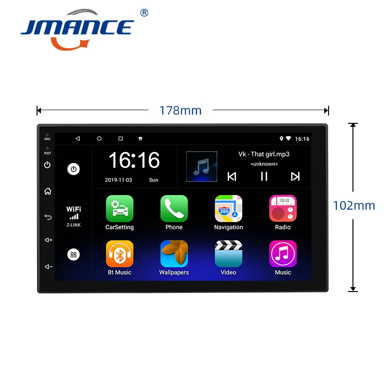 jmance 2g32g adjustable fm 1din 7 inch car stereo radio android 9 1 contact screen gps navigation car radio player free global shipping