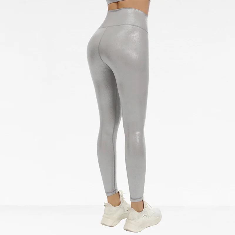 ASHEYWR Women High Waist Hot Silver Leggings Fitness Slim Elastic Push Up Legging New Ankle-Length Workout Leggins Woman | Женская