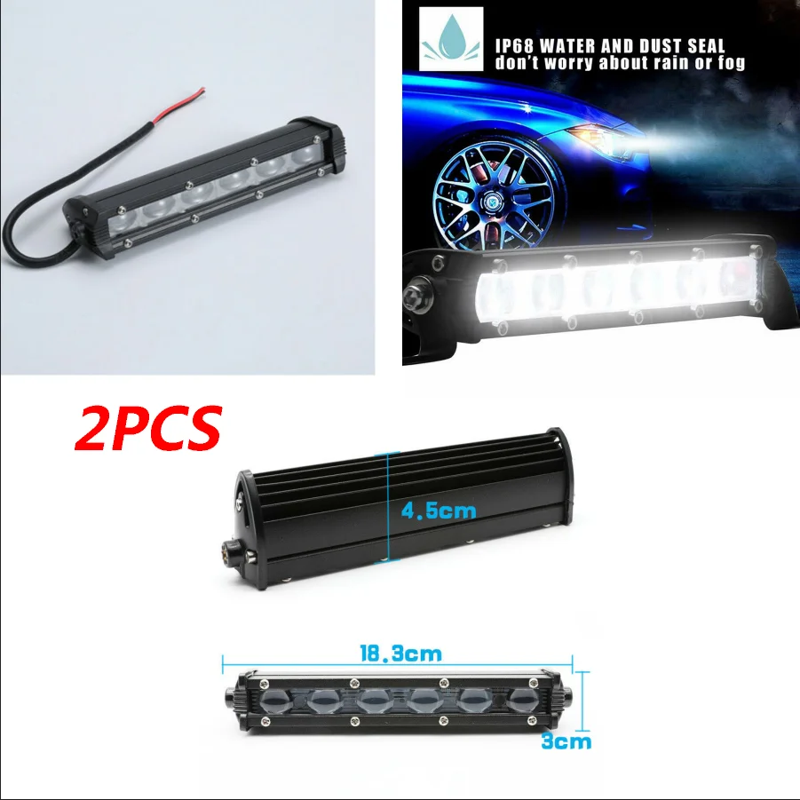 

2PCS Car LED light bar DC Automobiles IP 67 Waterproof Work lamp 60W auto Truck Single Row Spot Beam 6D Slim LED 6000K