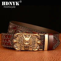 new dragon pattern belt for men retro automatic buckle arts and crafts belt men genuine leather waist band honorable strap