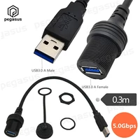usb 3 0 type a male to a female aux flush panel mount extension cable for car truck boat motorcycle dashboard