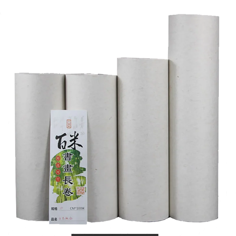 Chinese Rice Paper Half-Ripe Fiber Xuan Paper for Painting Calligraphy 100m Thicken Chinese Rolling Hemp Fiber Rice Paper
