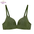 PAERLAN, простой стиль, один предмет, зеленый лайкра, нижнее белье для женщин, комфортный бюстгальтер без косточек, маленькая грудь, пуш-ап, 34 чашки, женское белье