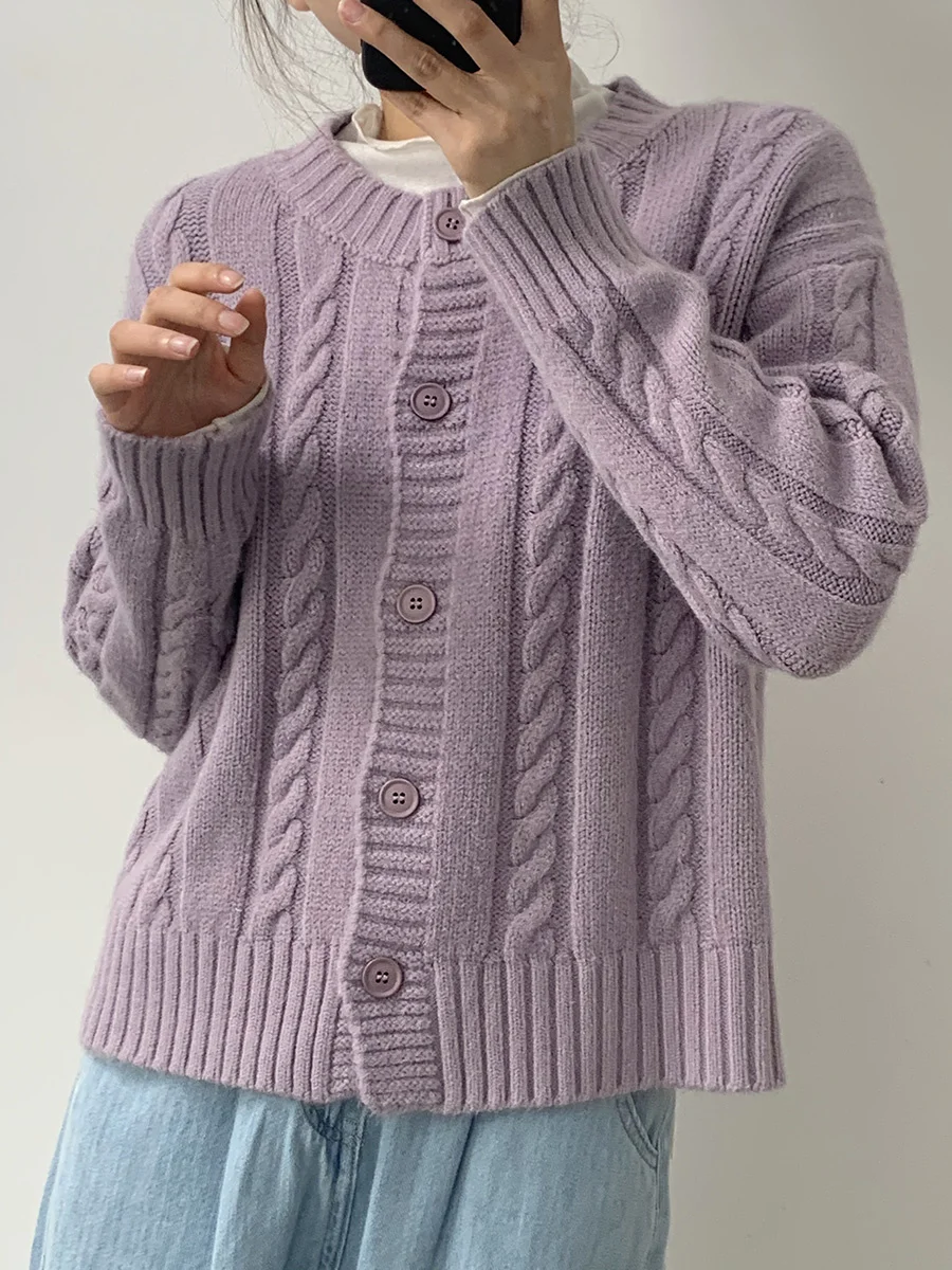 Unif Cardigan Super Gentle Milk White Girl Twist Winter Round Neck Loose Soft Waxy Warm Sweater Jum |