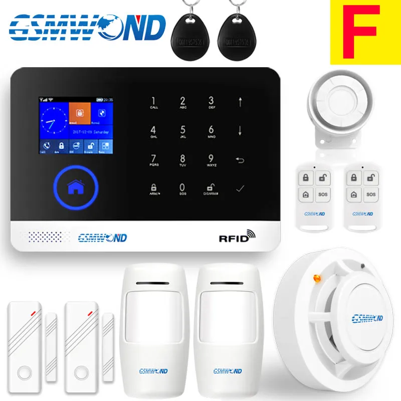 Беспроводная домашняя охранная Wi-Fi GSM GPRS сигнализация Английский Русский Испанский Немецкий польский итальянский французский RFID карта Android IOS APP - Цвет: Type F