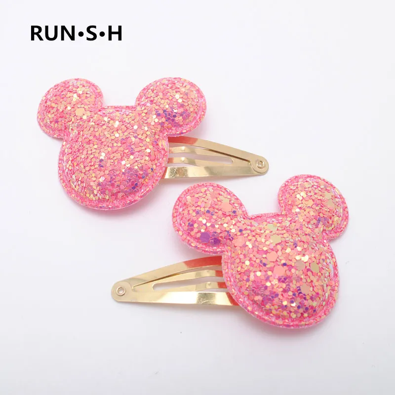 6 шт./компл. блестящие ушей МИККИ Мауса Заколки для волос маленьких девочек
