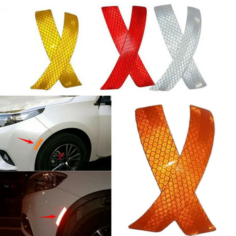 

2pcs Car Vehicle Bumper Reflective Warning Strip Decal Stickers Accessories Auto Car Open Door Stickers Universal Car Styling