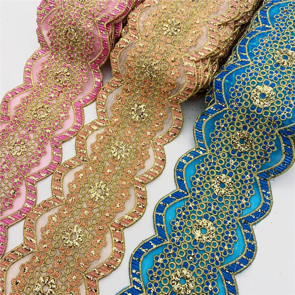 

10yards Sequin Fabric Venise lace trim Decoration for wedding dress clothes Wide:12cm