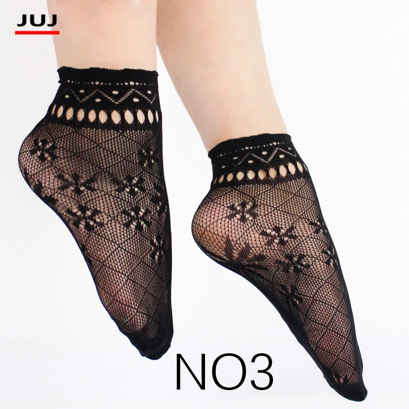 

Women's Summer Sexy Mesh Silk Knee Sock for Female Ultrathin Transparent Nylon Short Socks with Lace High Plus Size