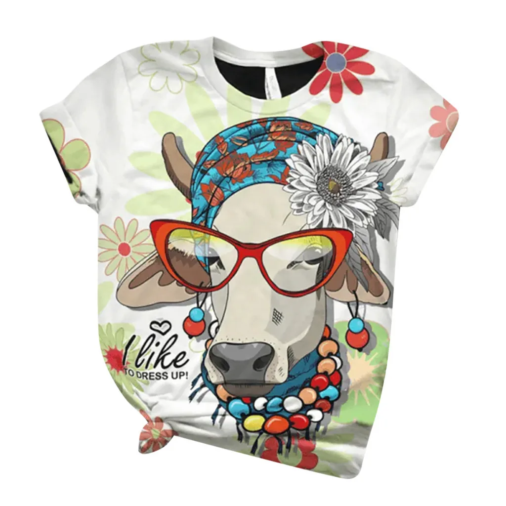 

Tshirt Women Plus Size Short Sleeve 3d Animal Printed O-neck Tops Tee T-shirt Top Women Harajuku T Shirt