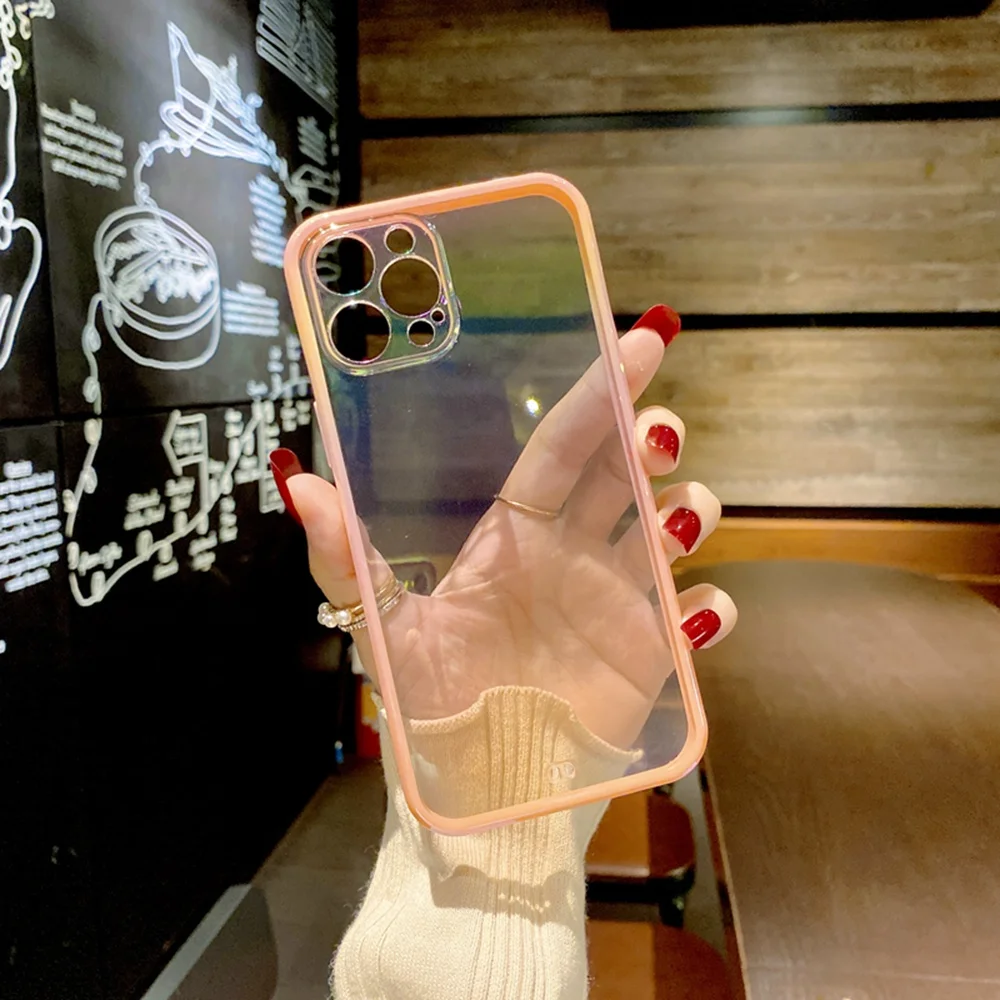 

Fashion colorful Transparent Anti-shock Frame Phone Case For OPPO Reno 6 Pro Soft TPU Protection Back Cover