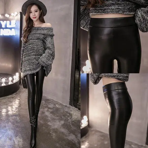 Winter Warm Women Pants Female PU Leather Velvet Trousers Elastic Pencil Skinny pants Women's Fashion Tight DW276 | Женская одежда