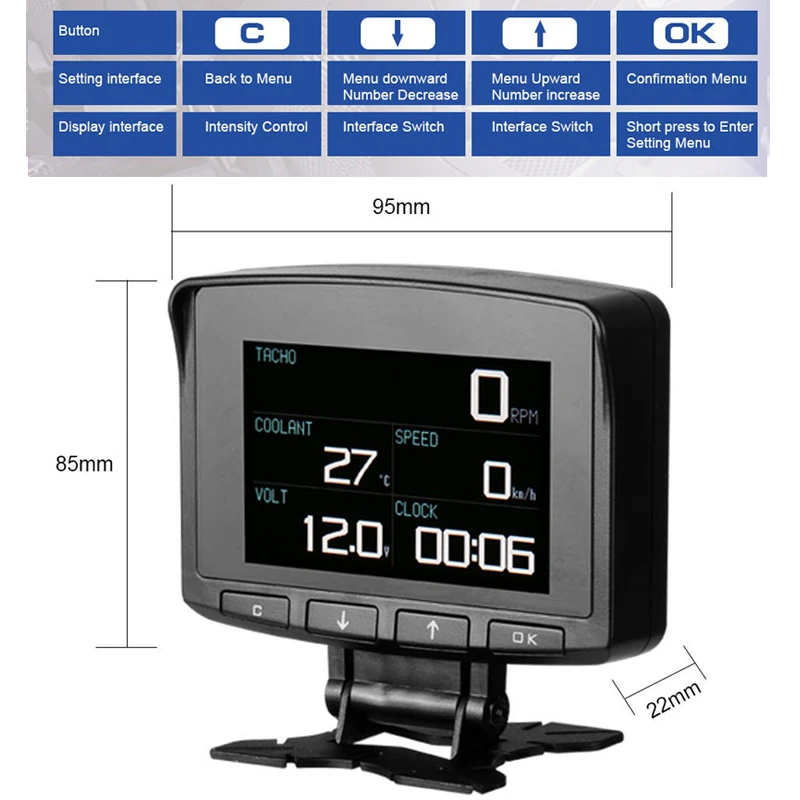 Умный цифровой дисплей измеритель превышения скорости сигнализация температуры