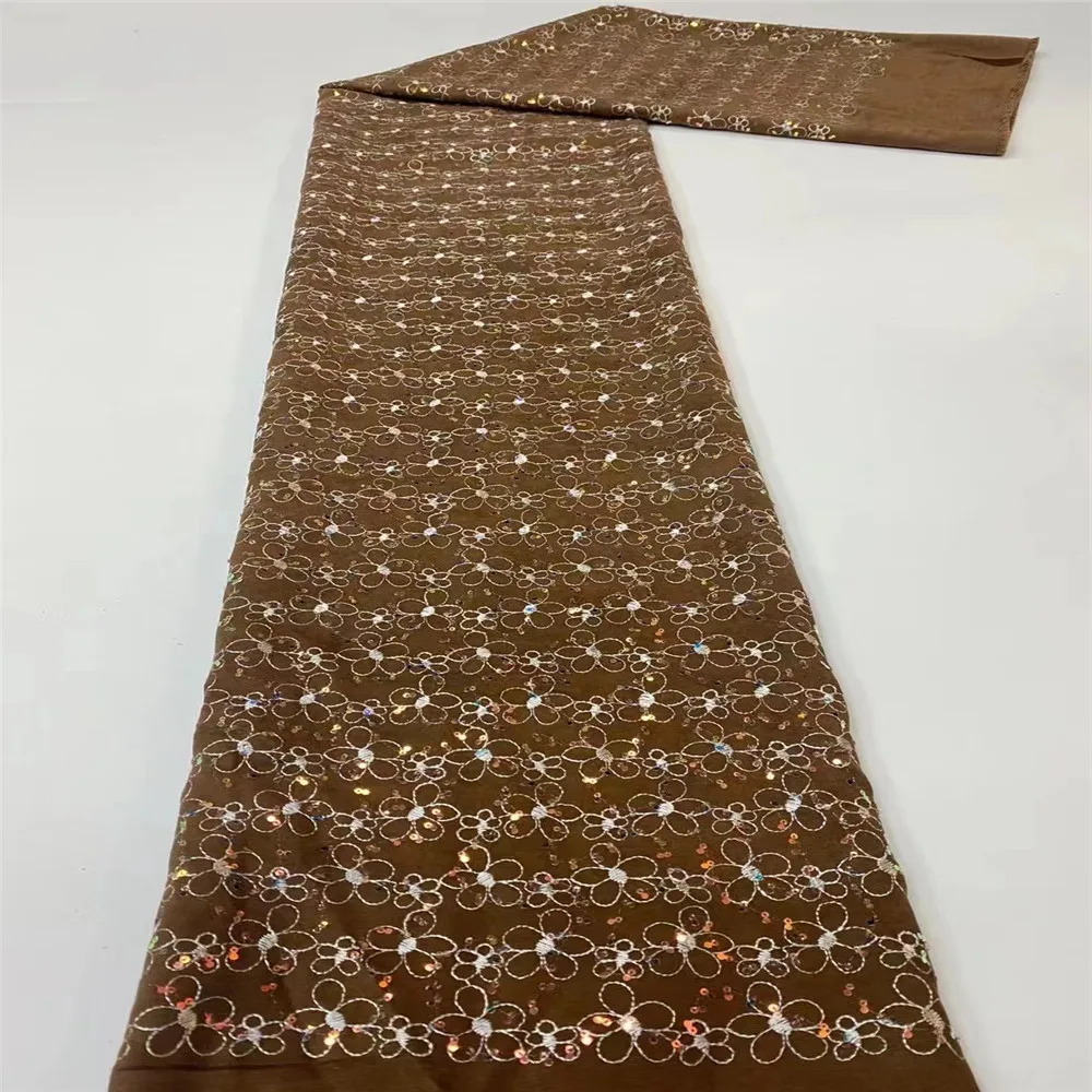 

2021 Fashion African 100% Cotton Lace Fabric High Quality French Swiss voile Net Lace Fabric 5 yards For Women Wedding JYN328