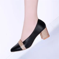 34 41 large size women shoes middle heel 5cm heels silver gouden pumps black party shoes women spring heels high quality shoes