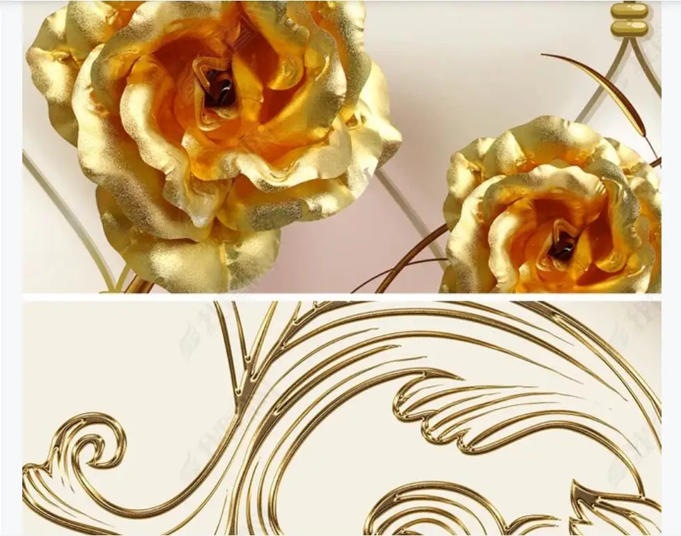 

European Style Noble marbled gold rose 3D Floor Tiles Mural Wallpaper Living Room Hotel Waterproof Self-adhesive WallPaper