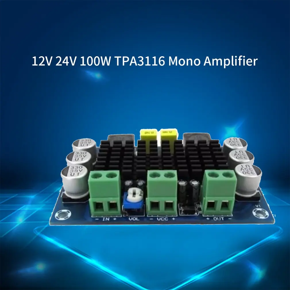 Профессиональный небольшой размер DC 12V 24V 100W TPA3116 D2 DA моно одноканальный цифровой