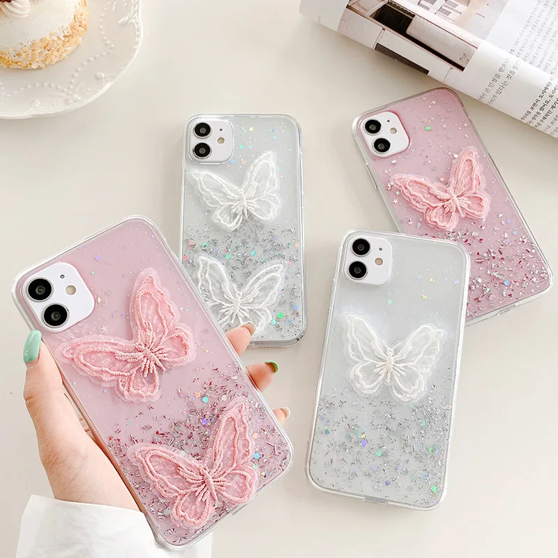 Чехол с 3D бабочкой на iPhone 11 Pro милый чехол из эпоксидной смолы для XR XS Max X 7 8 6 6s Plus SE