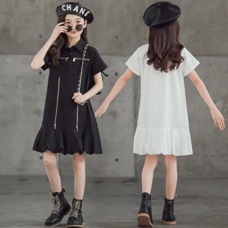 

6 To 16 Years,2021 New Kids Cotton Clothes Children Kids Dresses for Girls Mommy and Me Dress Teen Clothing Zipper Ruched,#6112