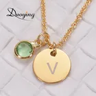 DUOYING пользовательское ожерелья с буквой камень ожерелье, нержавеющая сталь, индивидуальные именные Подвески можно украсить ювелирными изделиями Рождество дропшиппинг подарки