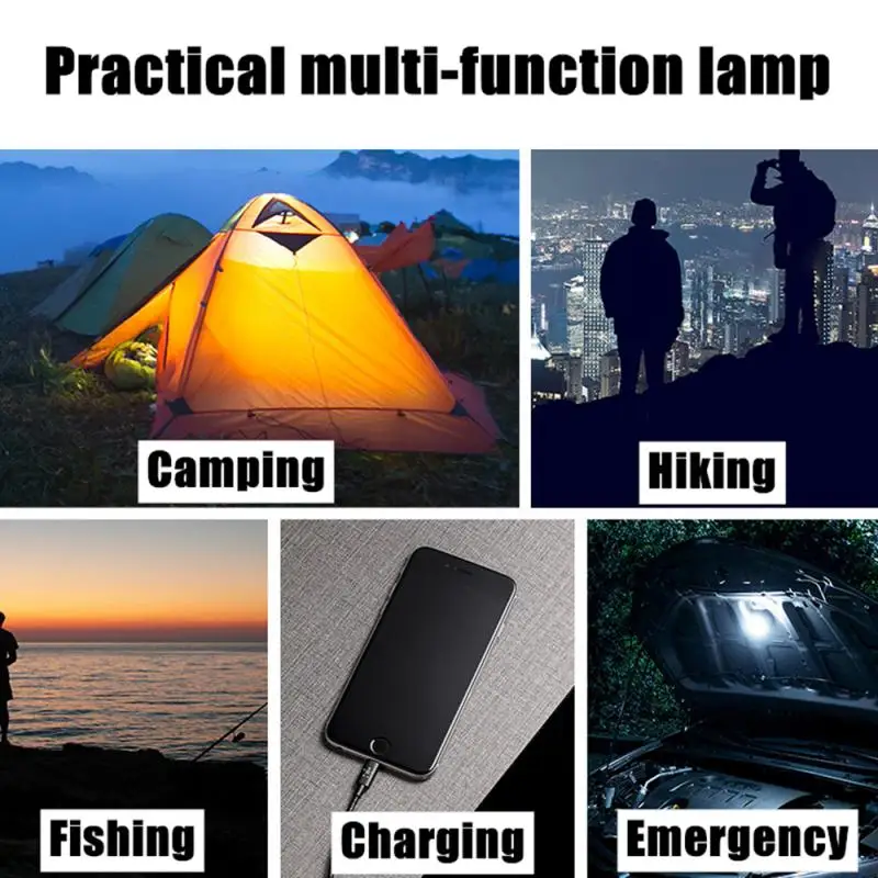 

Waterproof Camping Lamp Outdoor Camping Portable Four-Stage Dimming Solar Tent Lamp Emergency Lighting Charging For Mobile Phone