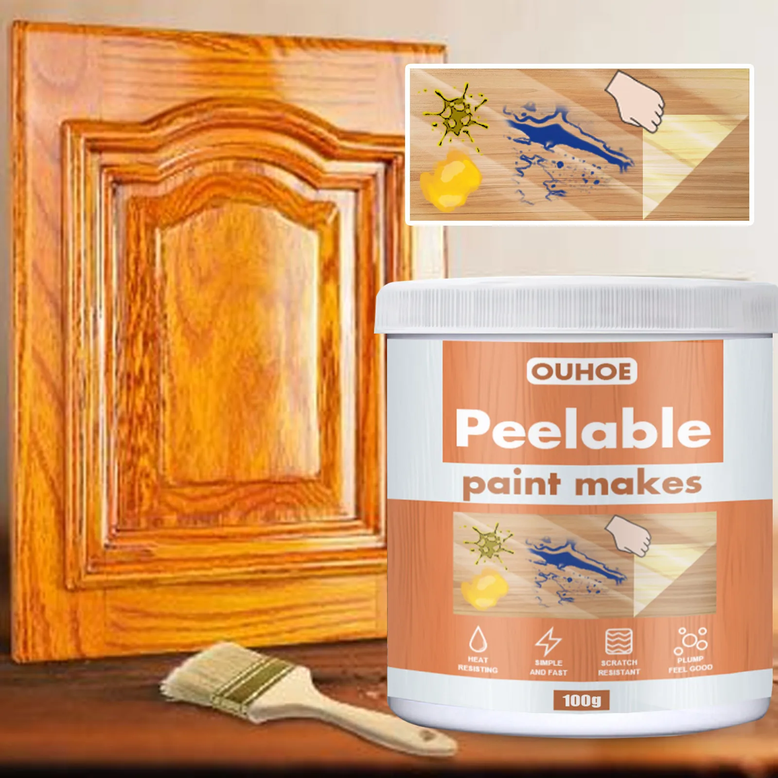 Деревянная краска для деревянного стола кровати пола защитная мебели от царапин