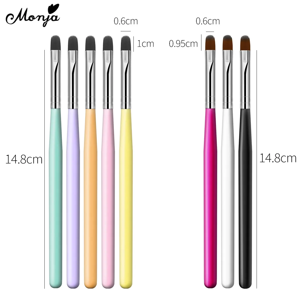 Monja 8 цветов акриловая кисть для дизайна ногтей деревянная ручка полировка