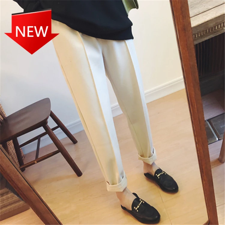 

st Pocket Korean Minimalist Style Fashion Ankle-Length Casual Pants 2021 Winter Spring Women Pant High Wai