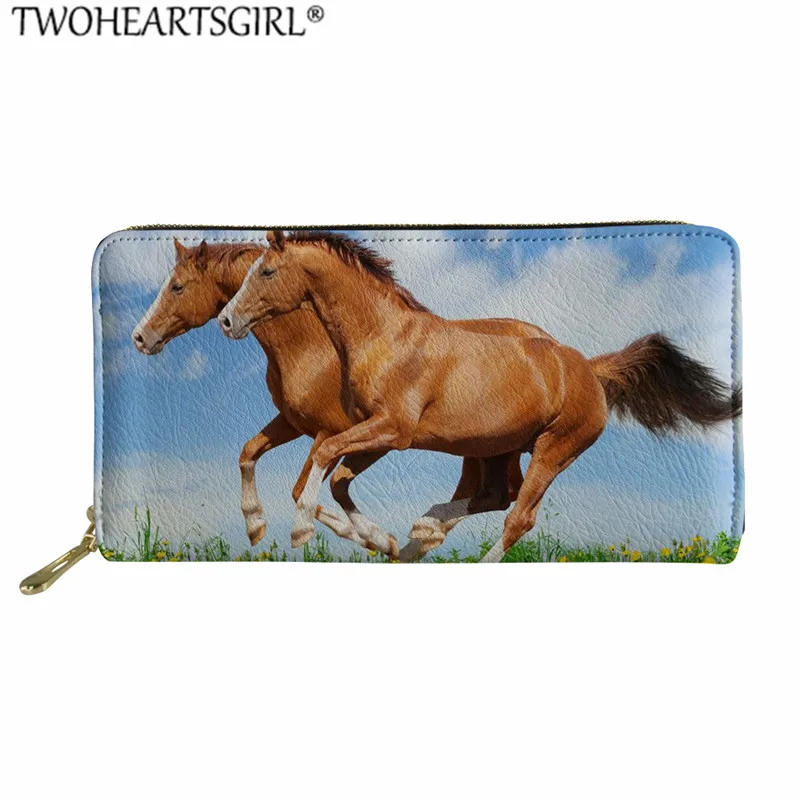 

Twoheartsgirl Horse Wallet Women Leather Female Purse Luxury Design Long Wallets and Card Holder Clutch Ladies Money Bags