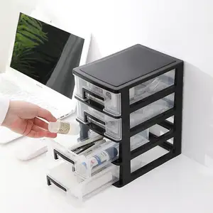 Transparent Desktop Storage Drawer Multi-layer Plastic Small Box Home Office Storage Cabinet Cosmetic Makeup Jewelry Organizer
