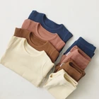 Комплект одежды для мальчиков и девочек, из мягкой ткани в рубчик с длинным рукавом, Осень-зима, штанишки для малышей, 2019