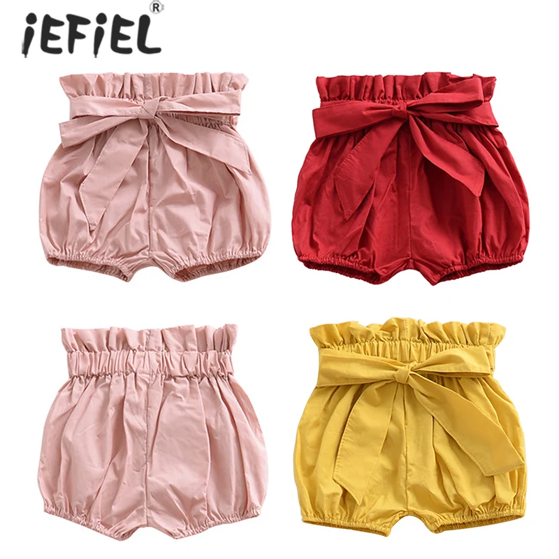 

Toddler Infant Baby Girls Bow Cotton Shorts PP Pants Nappy Diaper Covers Bloomers Bandage Short Trousers Elastic Waist Shorts