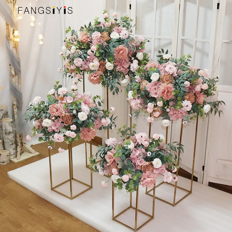 70CM Artificial Flower Ball Custom Large Wedding Table Centerpieces Stand Decor Table Flower Geometric Shelf Party Stage Display