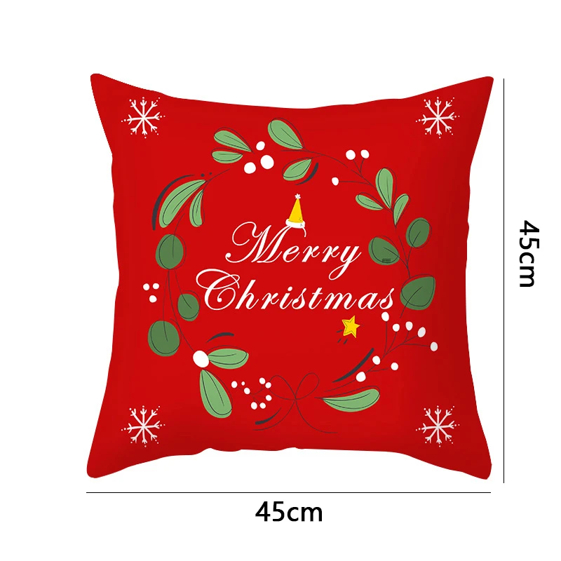 

Christmas Pillow Cover Printed Peach Skin Velvet Living Room Bedroom Sofa Cushion Home Decoration Pillow Cover