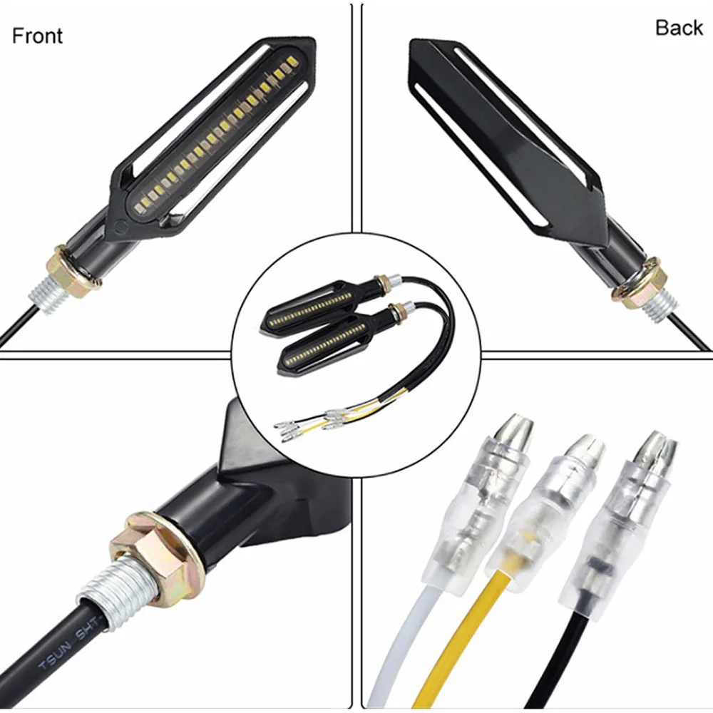 

Motorcycle Brake Lights Turn Signal 24LED 2pcs Waterproof Two-color ABS+Acrylic Semaphore