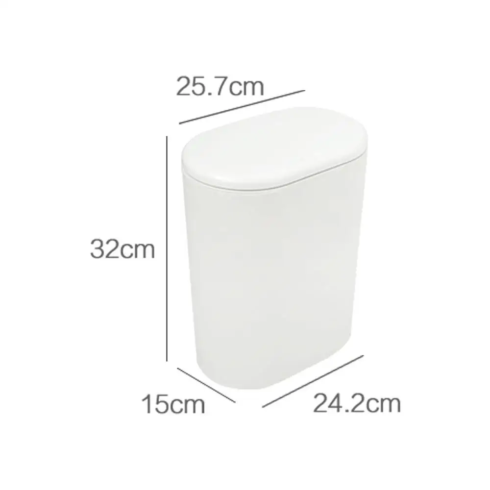 

Oval Trash Can with Lid Press-type Zero Waste Bin Garbage Box Recycling Bin Rubbish Basket for Kitchen Toilet Narrow Seam