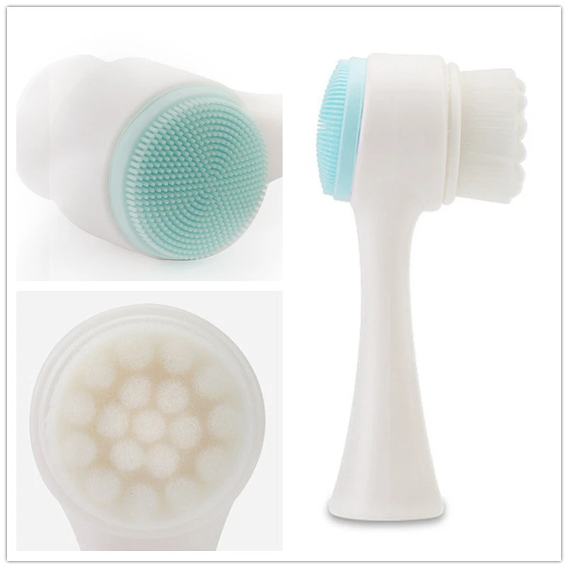 

Double Side Silicone Facial Cleanser Brush Portable Size 3D Face Cleaning Vibration Massage Face Washing Product Skin Care Tool