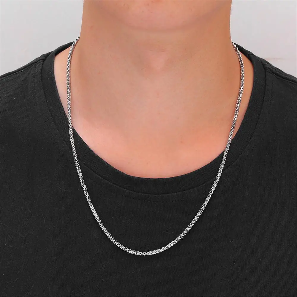 Мужская цепочка из нержавеющей стали 3 мм золотистого/серебристого цвета в стиле