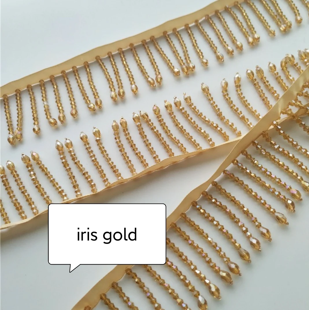 Cuentas de cristal brillante con flecos, 17 yardas, 5,5-6cm de ancho-4