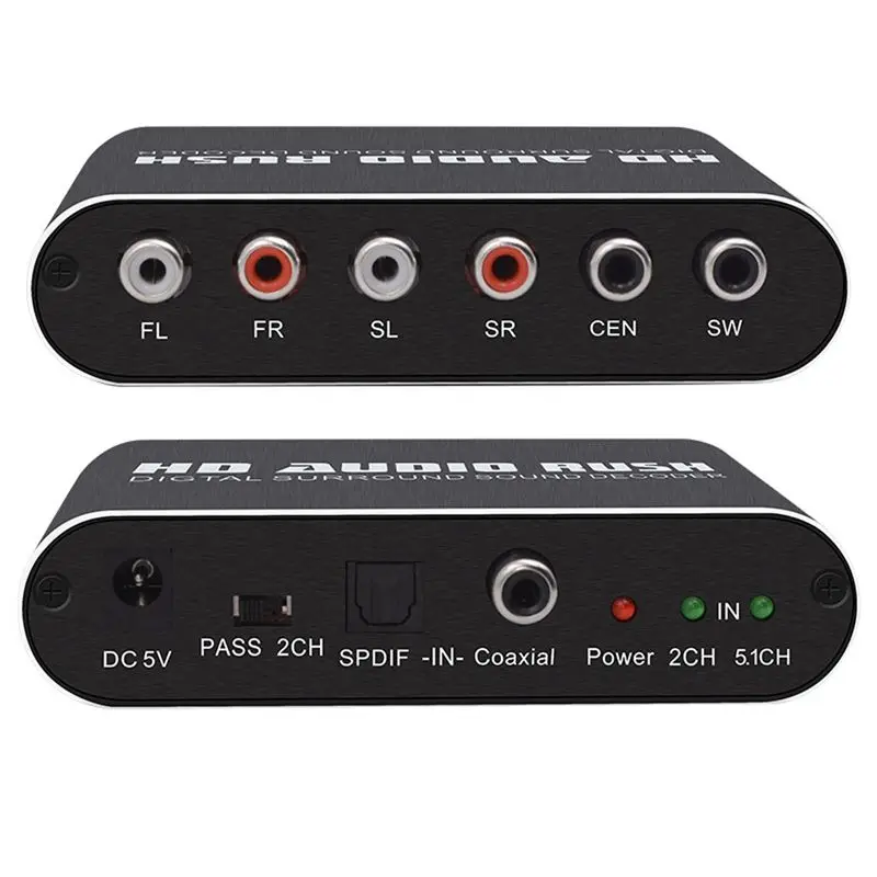 HD Audio Rush цифровой аудио объемный декодер 5 1 канальный оптический SPDIF/коаксиальный