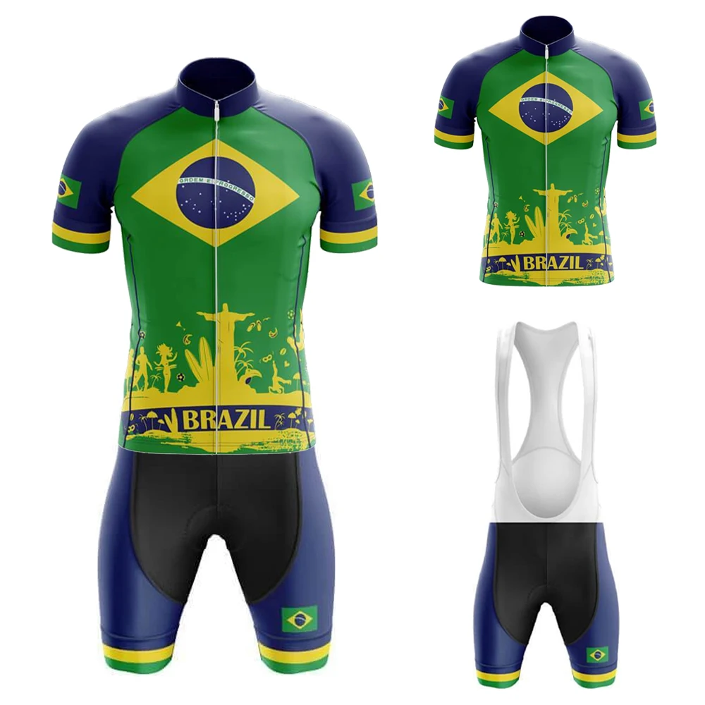 

Brazil Summer Ciclismo Masculino Cycling Jersey Bib Shorts Gel Breathable Pad Maillot Ciclismo Hombre Bicicleta De Montaña