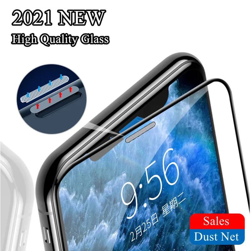 

Glass For iphone 12 Pro 11 Pro Max X XS XR Screen Protector On iphone 12 mini 7 8 Plus 6 Tempered Glass Earpiece With Dust Net